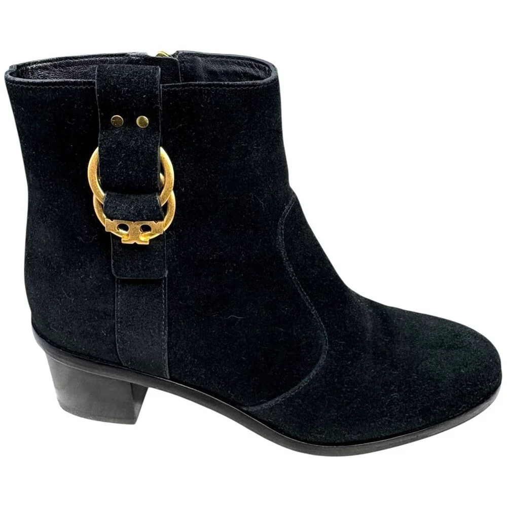 Tory Burch Marsden Black Suede‎ Heeled Ankle Boots